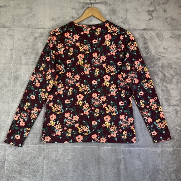 L.L. Bean Shirt Women's M Reg Dark Floral Pima Cotton Crewneck Tee Cottagecore - Picture 2 of 9